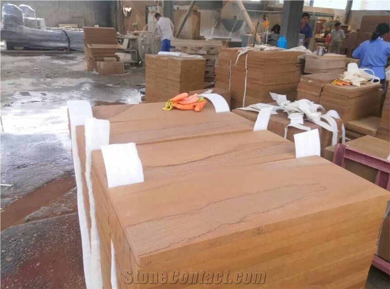 Sichuan Yellow Wooden Sandstone Tile, China Yellow Sandstone