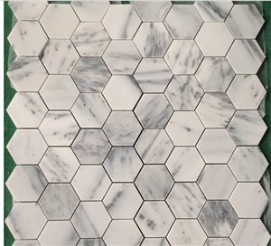 Ya"An White Marble Hexagon Mosaics