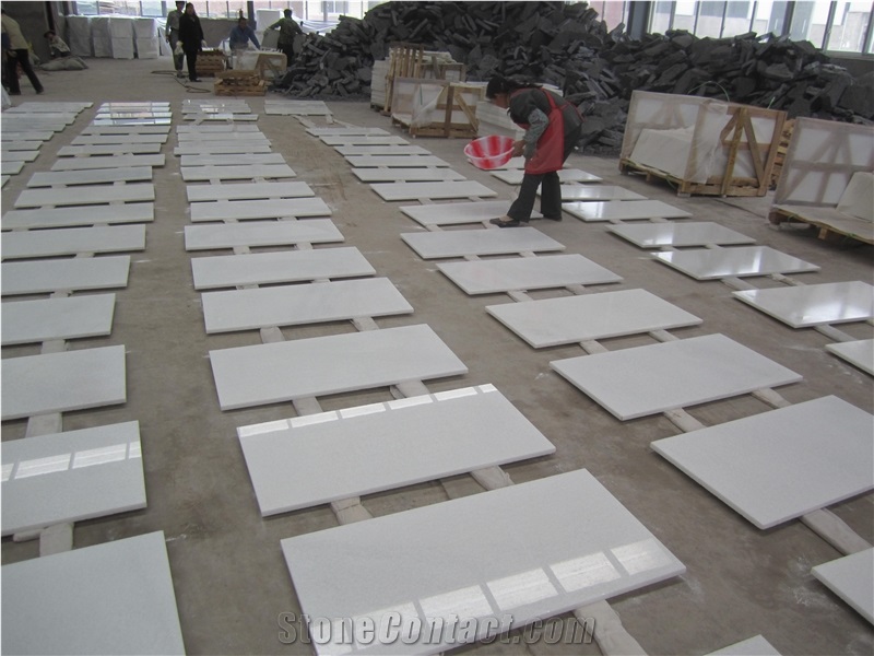 Yaan White Stone Slabs & Tiles, China Crystal White Marble Slabs & Tiles