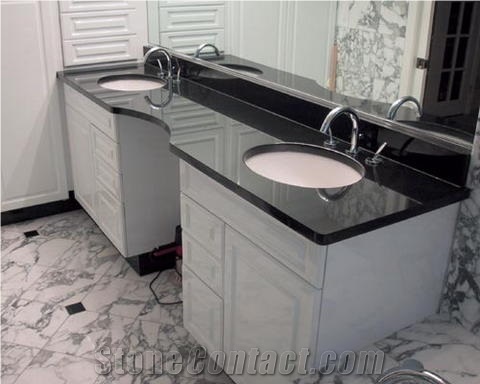 Absolute Black Granite Bathroom Countertops , Black Granite Bathroom Vanity Tops