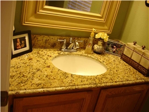 New Venetian Gold Granite Bathroom Countertop , Yellow Granite Bathroom Vanity Tops