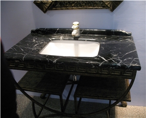 China Nero Marquina Marble Vanity Tops,China Marquina Black Marble Bathroom Top