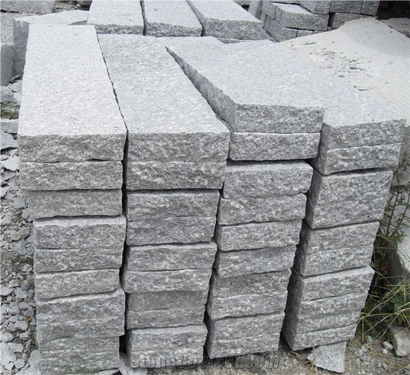 G603 Granite Rough-Picked Kerbstone, China Light Grey Granite Kerbs for Outside Road Stone