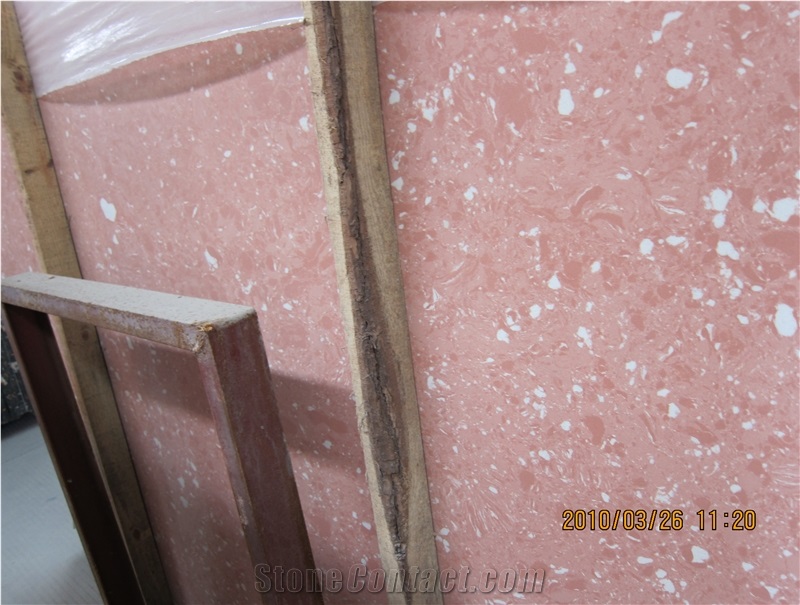 Pink Artificial Stone Slab,China Pink Manmade Marble