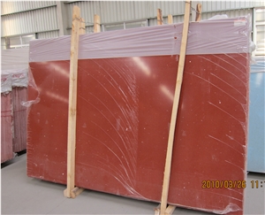 Red Artificial Quartz Slab, China Manmade Red Quartz Stone Tile