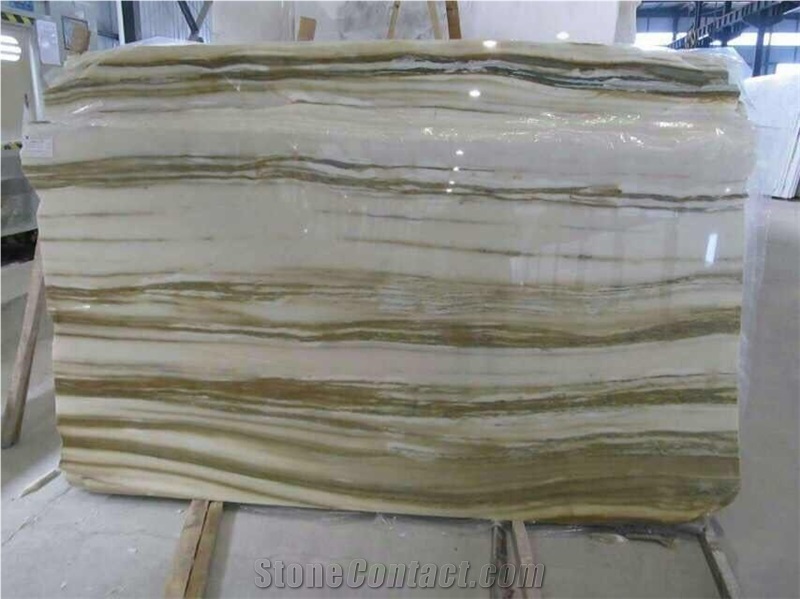 Straight Veins Crystal Golden Jade Marble Slabs High Polished Tiles for Walling,Flooring