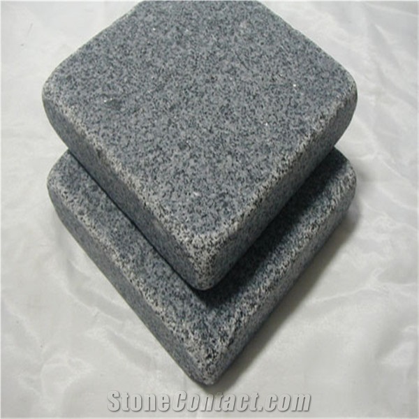 Black Paving Stone Honed Surface, Black Granite Cube Stone & Pavers