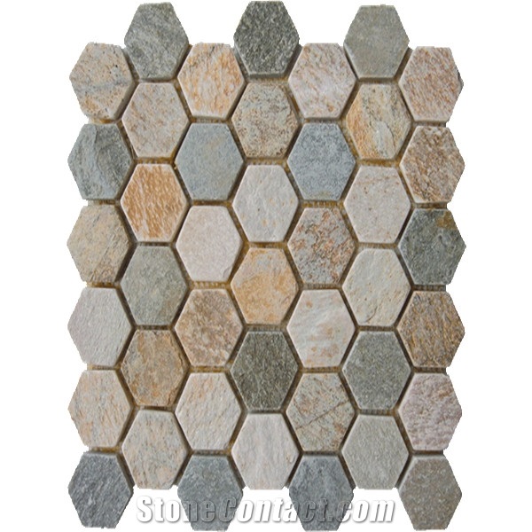 Natural Quartz Hex Mosaic Tiles