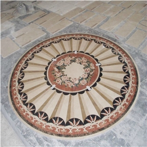 Red Marble Waterjet Carpet, Red Marble Medallion