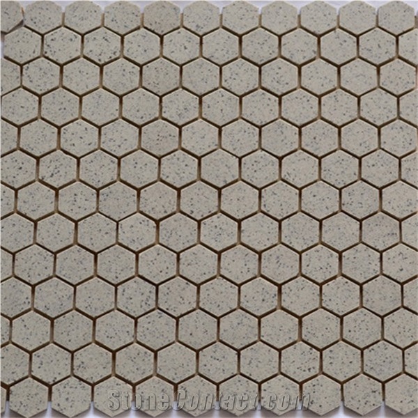 White Granite Hex Mosaic Tiles