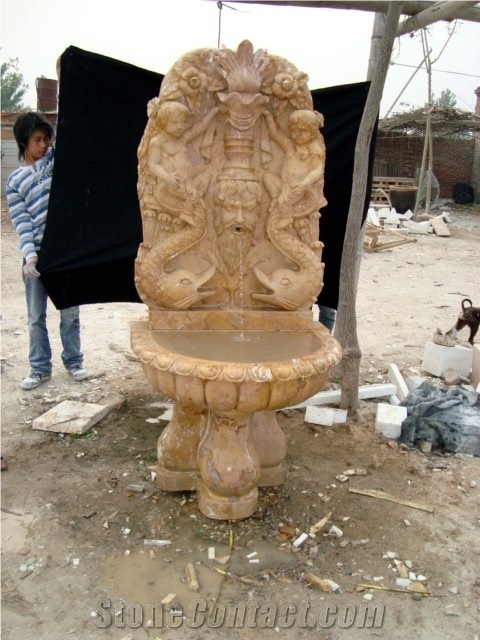 2015 Hot Sale Natural Beautiful Hand Carved Indoor and Outdoor Waterfall Wall Fountain Decoration