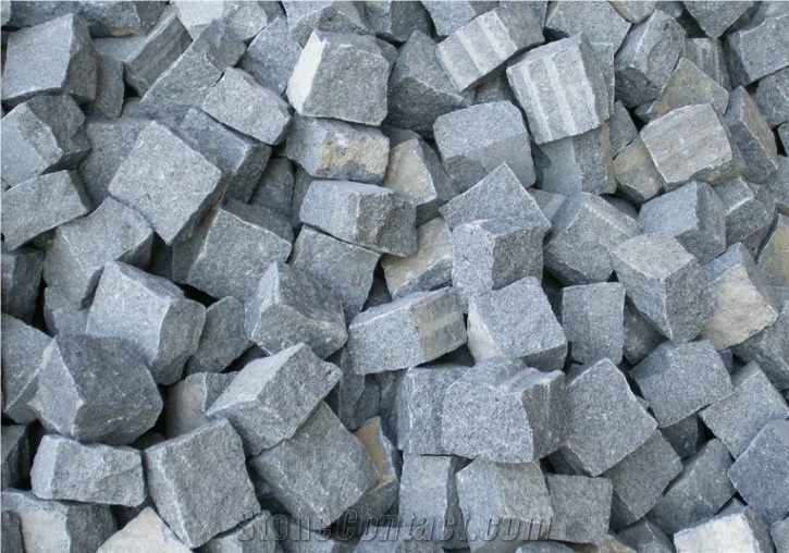 Cheap Grey Granite Cobbles, G654 Granite Cobbles, Cubes and Pavers