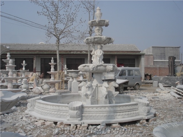 Garden Stone Water Fountain Garden Water Fountain, White Marble Fountain