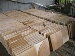 Hot Sale Yellow Wooden Sandstone for Interior and Exterior Wall Slabs & Tiles, China Yellow Sandstone