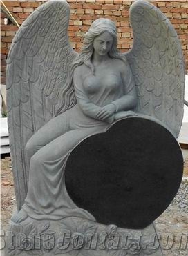 Popular Style Granite Angel Heart Headstone Monument Tombstone, Black Granite Monument & Tombstone