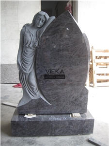 Bahama Blue Granite Tombstone & Orion Monument,Vizag Blue Granite Gravestone,India Blue Headstone with Angel Maria Statue