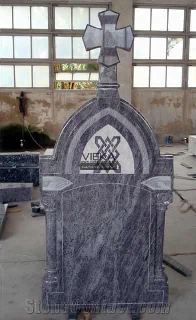 Bahama Blue Granite Tombstone & Orion Monument, Vizag Blue Gravestone & India Blue Cross Headstone for Uk and Ireland Marcket