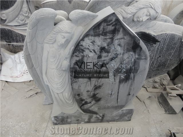 Black Granite Tombstone & Monument,Memorials,Gravestone & Headstone Angel Statue