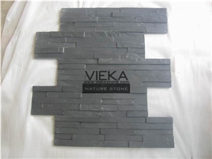 Black Slate Culture Stone Panel,Wall Panel,Ledge Stone,Veneer,Stacked Stone for Wall Cladding 60x15cm Retangle