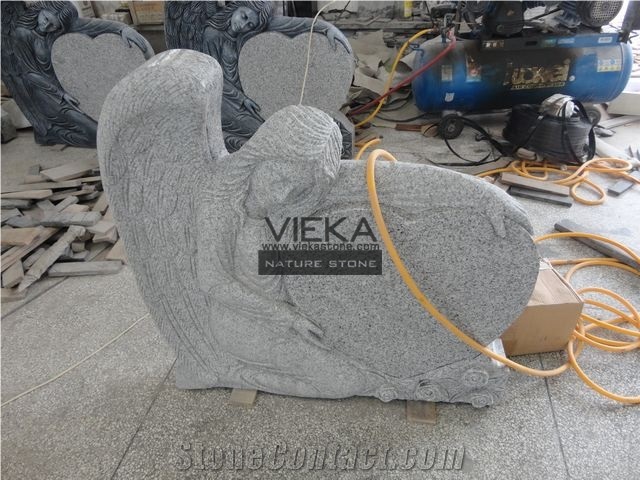 Grey G603 Granite Tombstone & Monument,Memorials,Gravestone & Heart Headstone Angel Statue