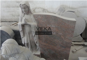 Himalaya Red Granite Tombstone & Monument,Memorials,Gravestone & Headstone Maria Statue