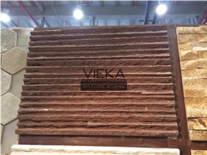 Red Sandstone Culture Stone Panel,Wall Panel,Ledge Stone,Veneer,Stacked Stone for Wall Cladding 60x15cm Hill(Mountain) Shape