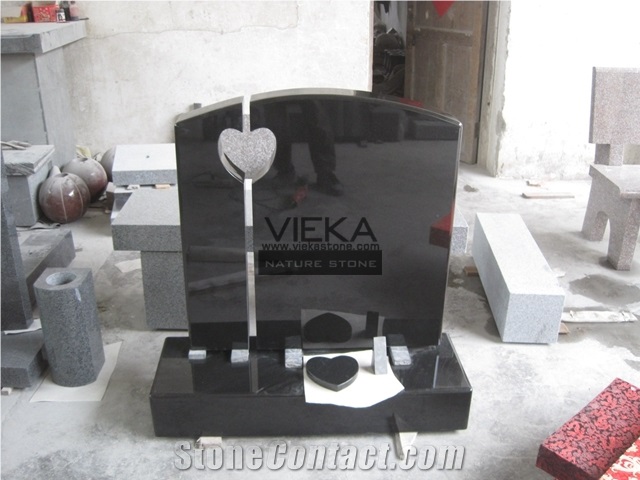Shanxi Black Granite Tombstone & Monument,Memorials,Gravestone & Heart Headstone