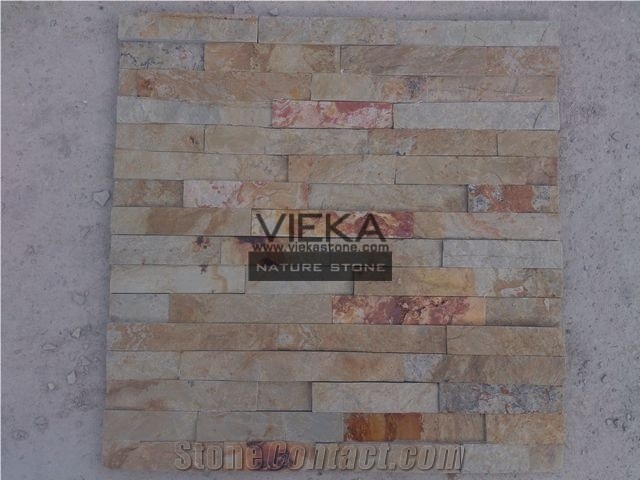 Slate & Quartzite Culture Stone Panel,Wall Panel,Ledge Stone,Veneer,Stacked Stone for Wall Cladding 60x15cm