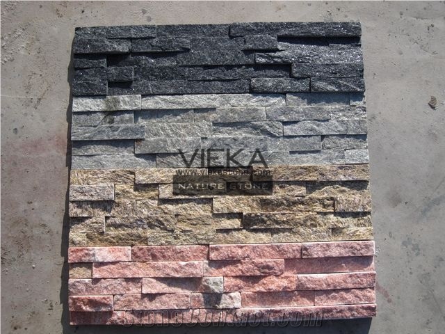 Slate & Quartzite Culture Stone Panel,Wall Panel,Ledge Stone,Veneer,Stacked Stone for Wall Cladding 60x15cm Retangle