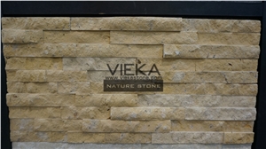Slate & Quartzite Culture Stone Panel,Wall Panel,Ledge Stone,Veneer,Stacked Stone for Wall Cladding 60x15cm Retangle Travertine