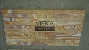 Yellow Sandstone Culture Stone Panel,Wall Panel,Ledge Stone,Veneer,Stacked Stone for Wall Cladding 60x15cm Retangle