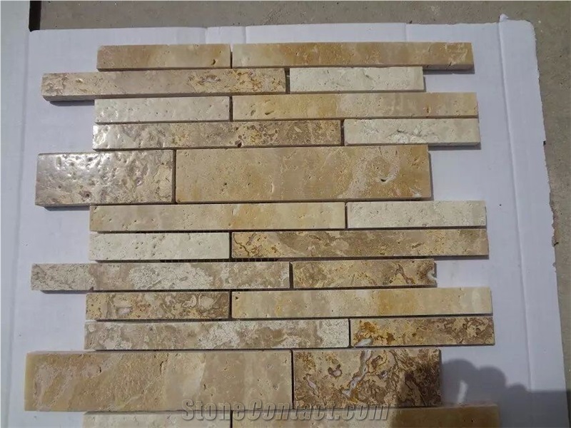 Beige Travertine Stripe Honed Mosaic for Wall and Floor