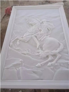 Pure White Marble Reliefs, Flower, Animal Reliefs