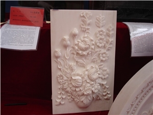Pure White Marble Reliefs, Flower, Animal Reliefs