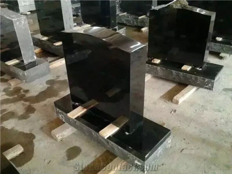 Usa Style Absolutely Black Granite Tombstones