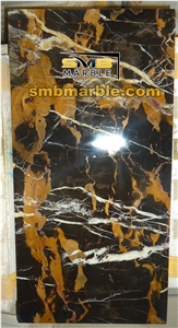 Double Polished Finish Black Gold Marble Risers, Steps