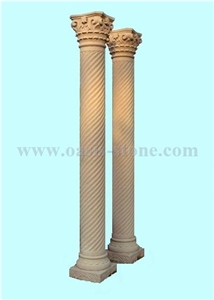 Beige Marble Sculptured Columns