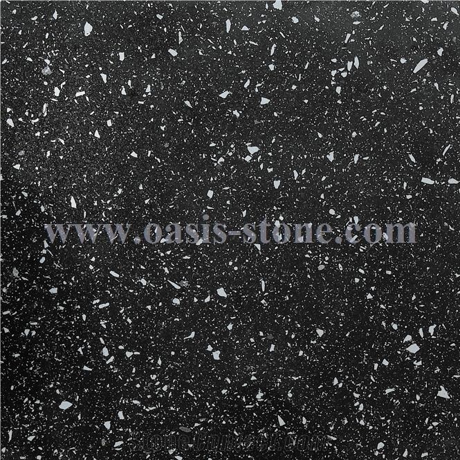 Silver Star-Black Galaxy Quartz Stone Slab & Tile