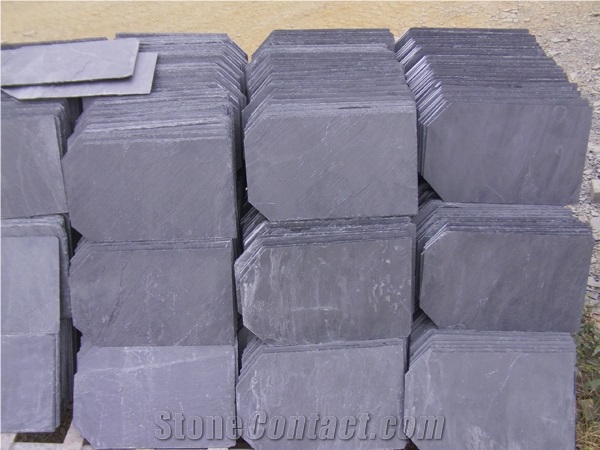 Fargo Black Slate Roofing Tiles Half Round Roof Tiles Roof Covering Roof Coating