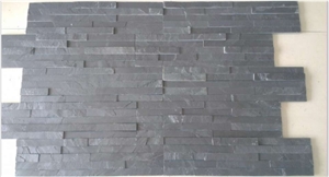 Fargo Black Wall Crazy Panels Chinese Black Slate Wall Cladding Stone Black Stacked Stone Veneer,Xingzi Black Slate Cultured Stone