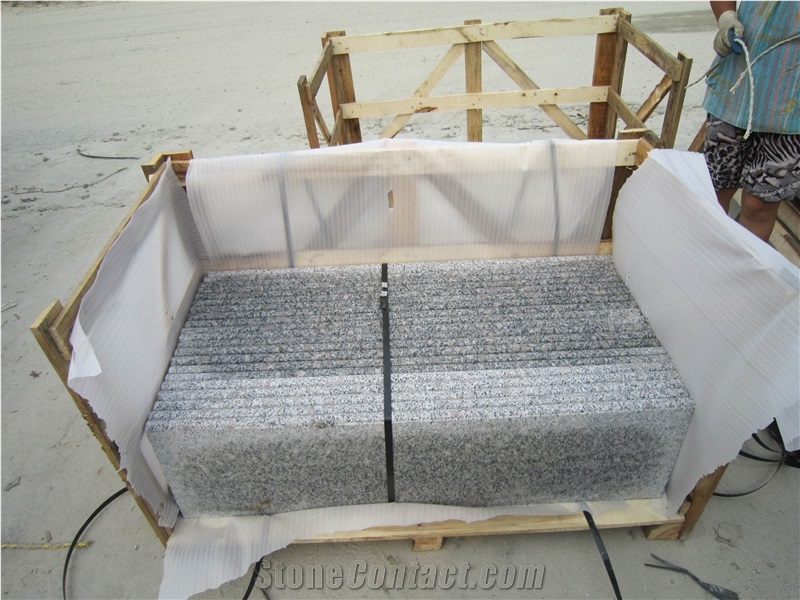 Fargo Granite Polished Staircase, Chinese Granite G383 Stair Treads & Risers, Pearl Flower Interior/Exterior Steps/Deck Stair