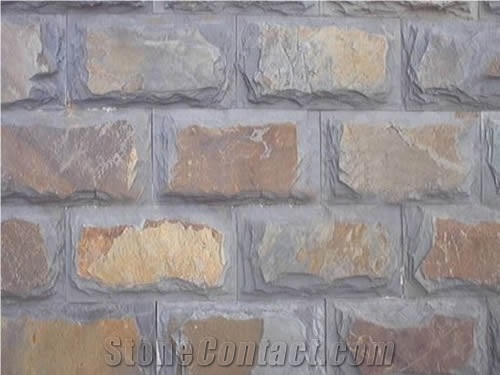 Fargo Multi-Color Mushroom Wall Cladding Stone Rusty Slate Mushroomed Wall Tiles, Jiangxi Multicolor Slate Mushroom Wall Cladding