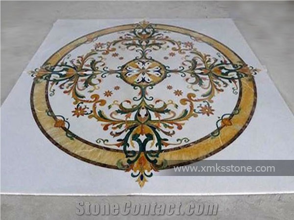 Marble Inlay Marble Pattern, Beige Marble Medallion