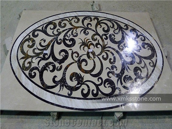 Marble Inlay Marble Pattern, Beige Marble Medallion