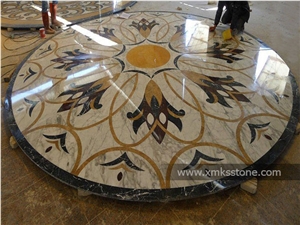 Multicolors Grade a Marble Materials ​Round Polished Water-Jet Marble Inlay for Lobby