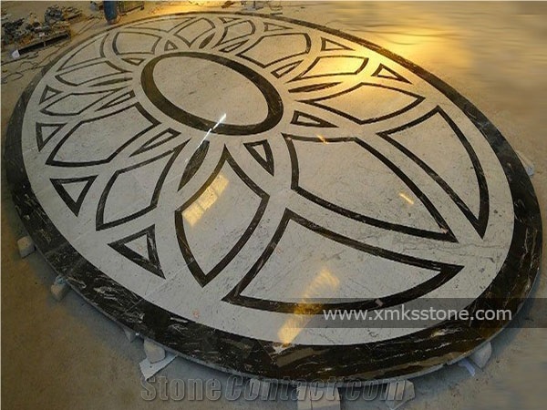 Oval Polished Water-Jet Marble Inlay for Lobby