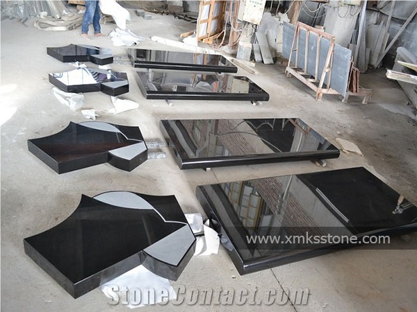 Polished Shanxi Black Granite Tombstone & Monument