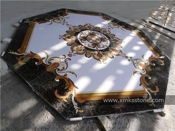 Polished Surface Water-Jet Marble Inlay Marble Pattern Marble Tiles