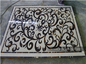 Polished Water-Jet Marble Inlay for Floor, Branch Style
