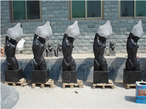 Black Limestone Abstract Statue Sculpture